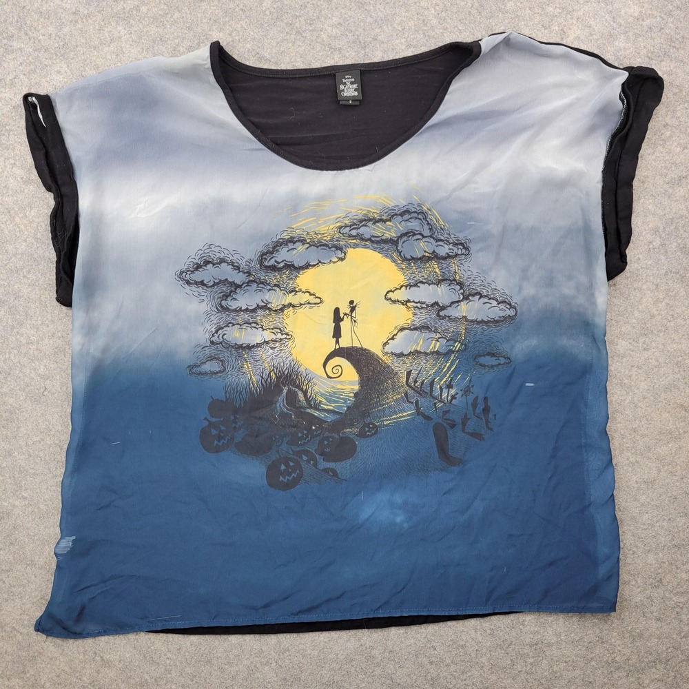 Nightmare Before Christmas Shirt Womens 2 Blue Ombre Disney Jack Sally Scoop